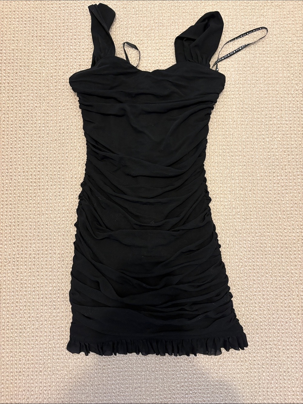 Katie J NYC Black Ruched Mini Dress